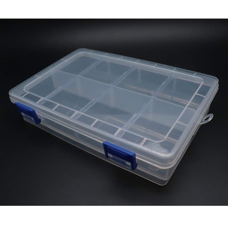Xiaoyztan Clear Plastic Organizer, 8 Grids with Adjustable Dividers, Jewelry Box Bead Storage Container for Small Parts, Fishing Tackle, DIY Crafts, and Earrings - Image 2